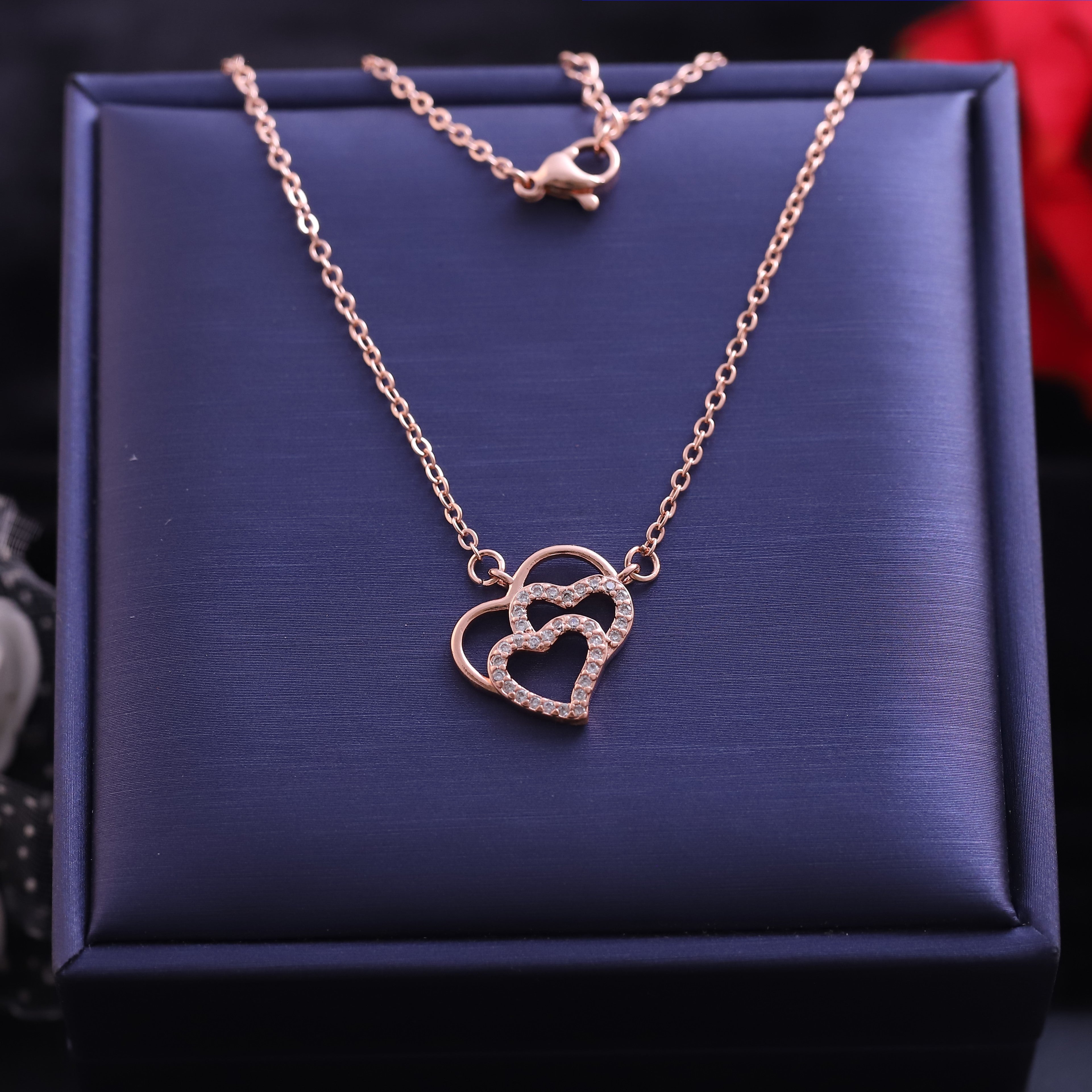 Heart Charm Diamond AD Stone Gold Plated – Single Layer, Anti-Tarnish, Waterproof, Minimalist Style (GOLD)