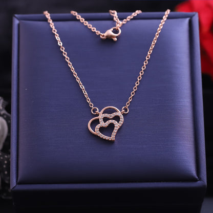Heart Charm Diamond AD Stone Gold Plated – Single Layer, Anti-Tarnish, Waterproof, Minimalist Style (GOLD)