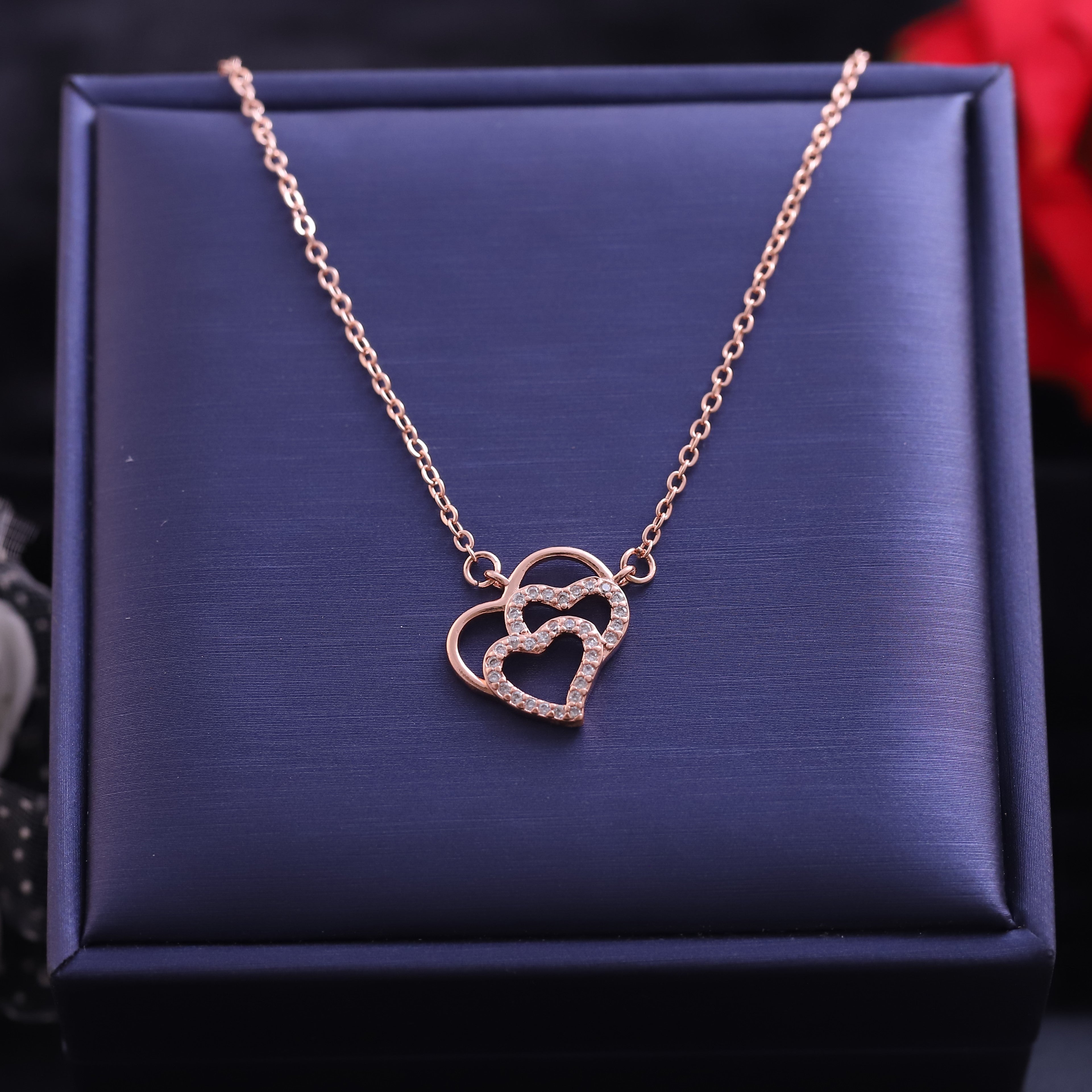 Heart Charm Diamond AD Stone Gold Plated – Single Layer, Anti-Tarnish, Waterproof, Minimalist Style (GOLD)