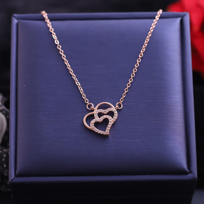 Heart Charm Diamond AD Stone Gold Plated – Single Layer, Anti-Tarnish, Waterproof, Minimalist Style (GOLD)