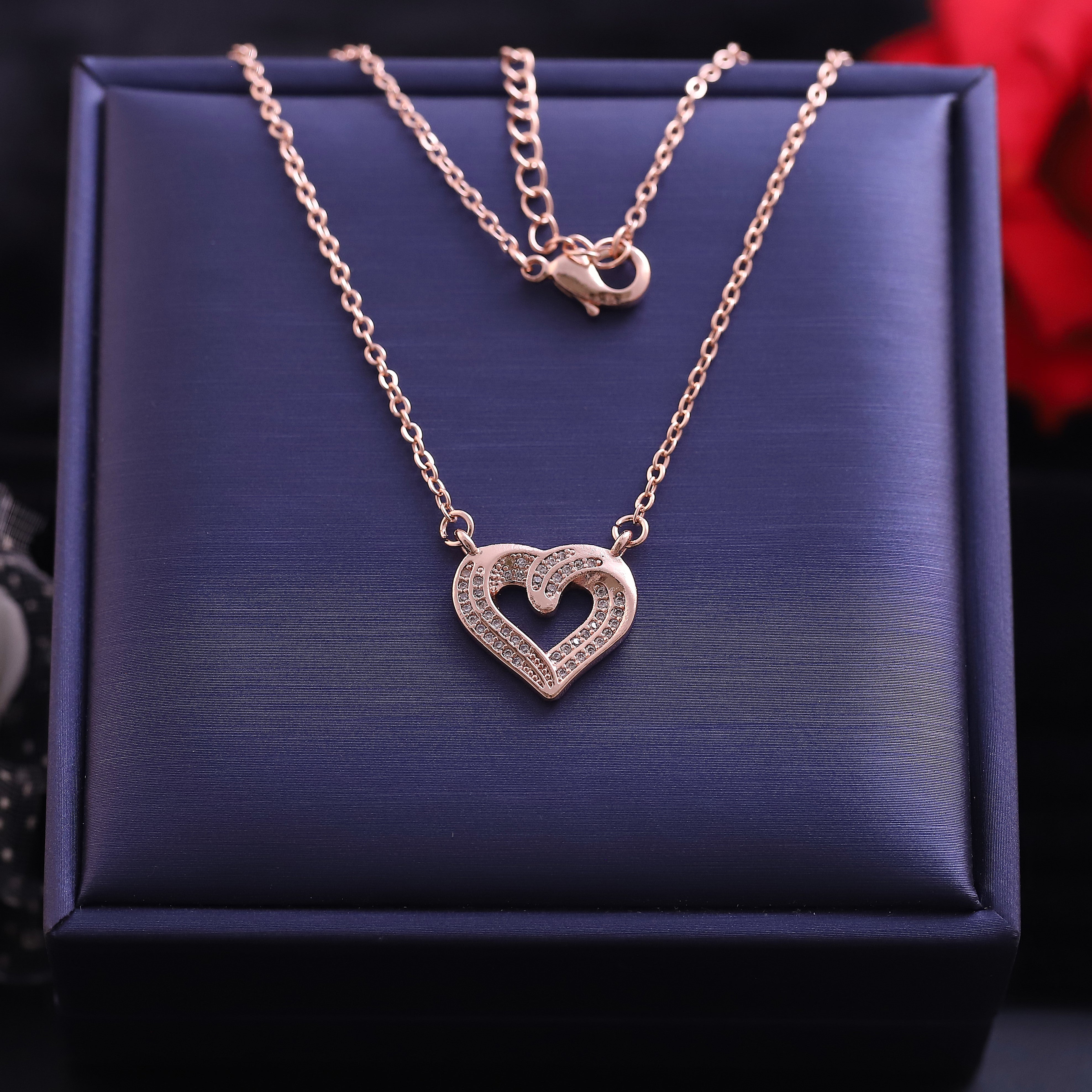Heart Charm Diamond AD Stone Gold Plated – Single Layer, Anti-Tarnish, Waterproof, Minimalist Style (GOLD)
