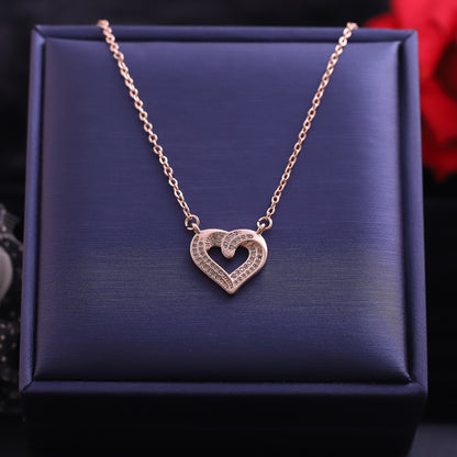Heart Charm Diamond AD Stone Gold Plated – Single Layer, Anti-Tarnish, Waterproof, Minimalist Style (GOLD)
