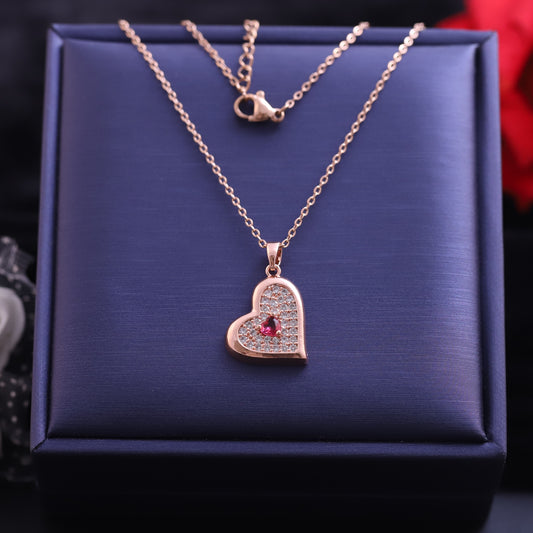 Heart Charm AD Stone Gold Plated – Single Layer, Anti-Tarnish, Waterproof, Minimalist Style (GOLD)