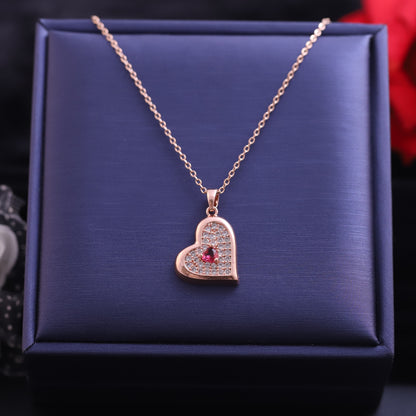 Heart Charm AD Stone Gold Plated – Single Layer, Anti-Tarnish, Waterproof, Minimalist Style (GOLD)