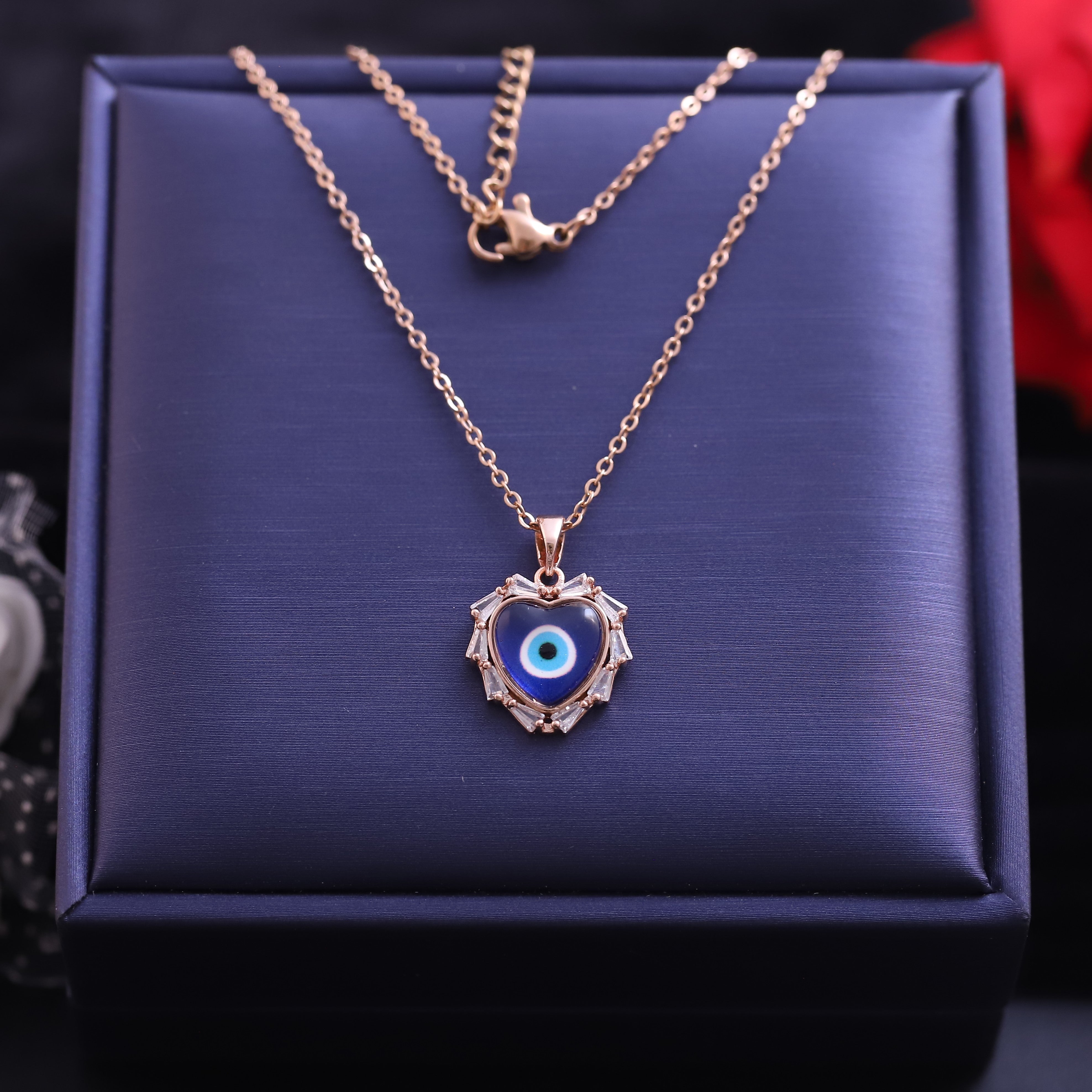 Heart Evil Eye Charm Gold Plated – Single Layer, Anti-Tarnish, Waterproof, Minimalist Style (GOLD)