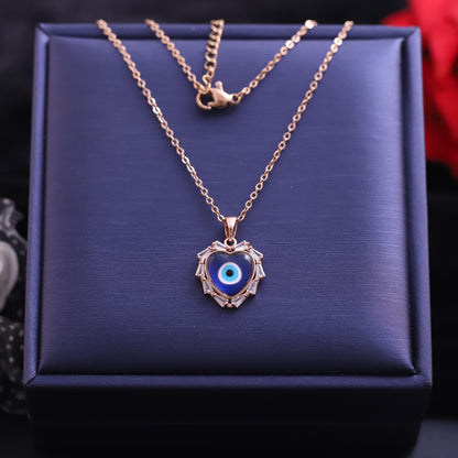 Heart Evil Eye Charm Gold Plated – Single Layer, Anti-Tarnish, Waterproof, Minimalist Style (GOLD)