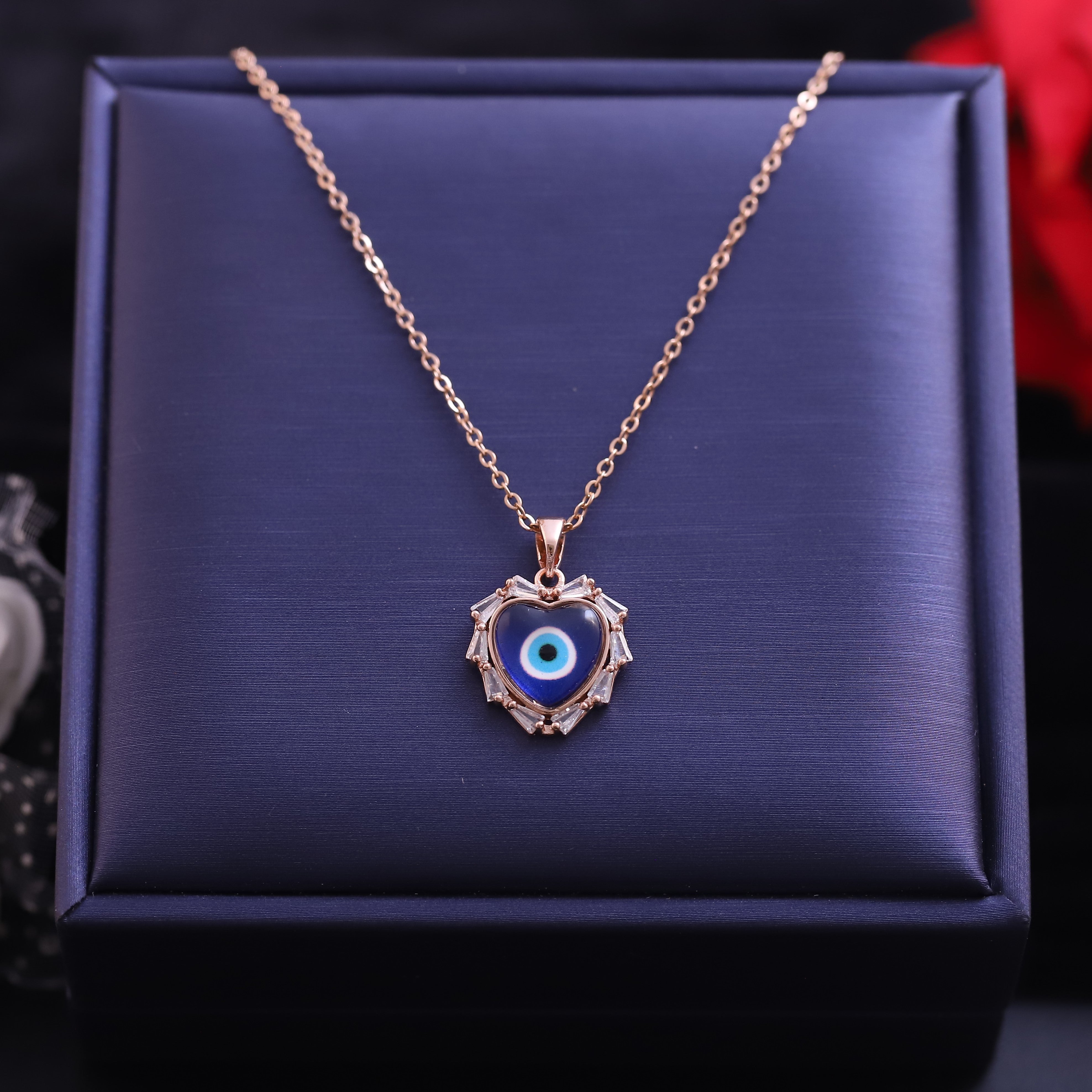 Heart Evil Eye Charm Gold Plated – Single Layer, Anti-Tarnish, Waterproof, Minimalist Style (GOLD)