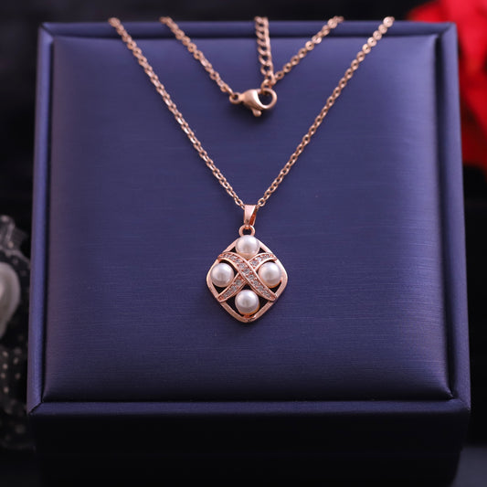 Pearl Charm Chain Gold Plated – Single Layer, Anti-Tarnish, Waterproof, Minimalist Style (GOLD)