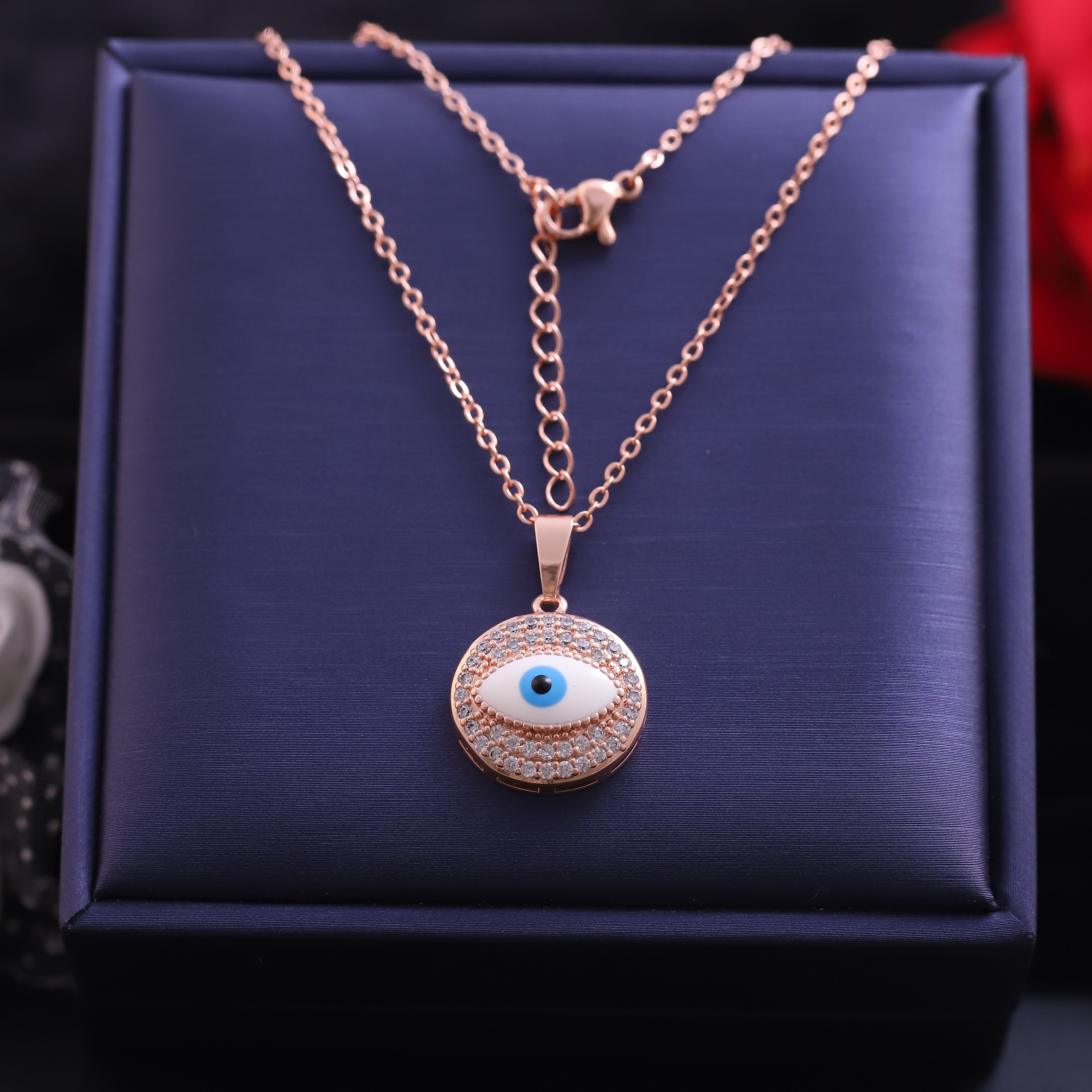 Evil Eye Charm AD Stone Gold Plated – Single Layer, Anti-Tarnish, Waterproof, Minimalist Style (GOLD)