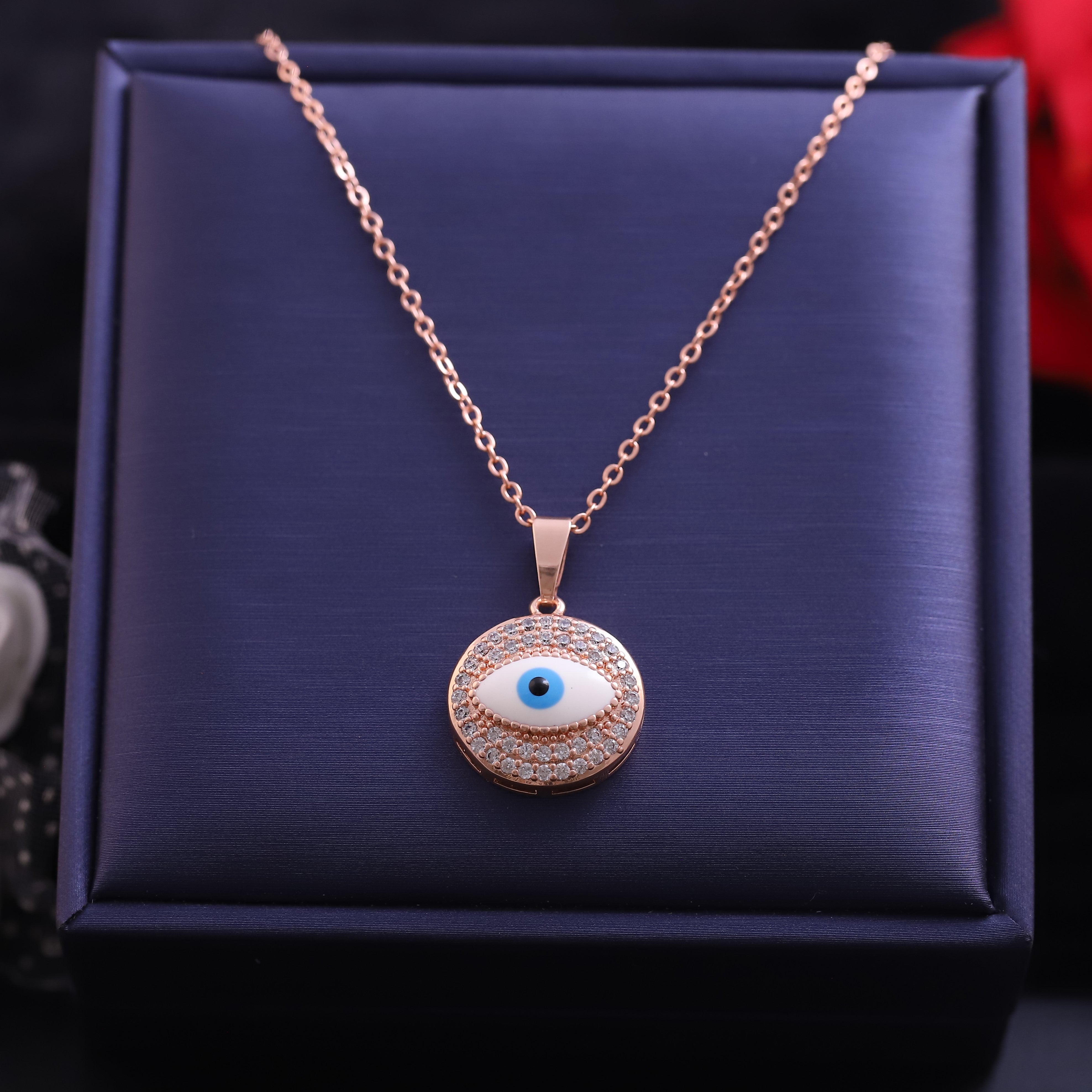 Evil Eye Charm AD Stone Gold Plated – Single Layer, Anti-Tarnish, Waterproof, Minimalist Style (GOLD)