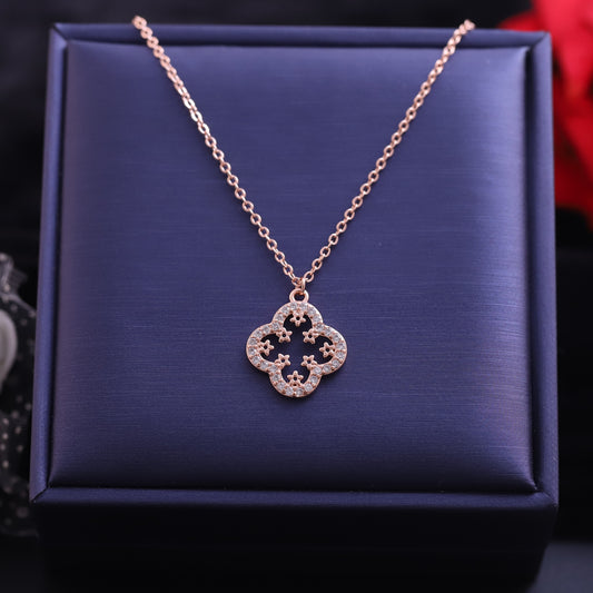 Flower Charm Diamond AD Stone Gold Plated – Single Layer, Anti-Tarnish, Waterproof, Minimalist Style (GOLD)