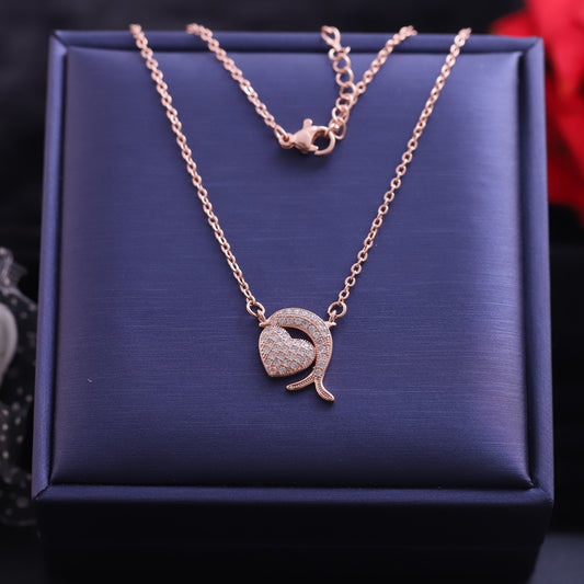 Heart Dolphin Charm AD Stone Gold Plated – Single Layer, Anti-Tarnish, Waterproof, Minimalist Style (GOLD)