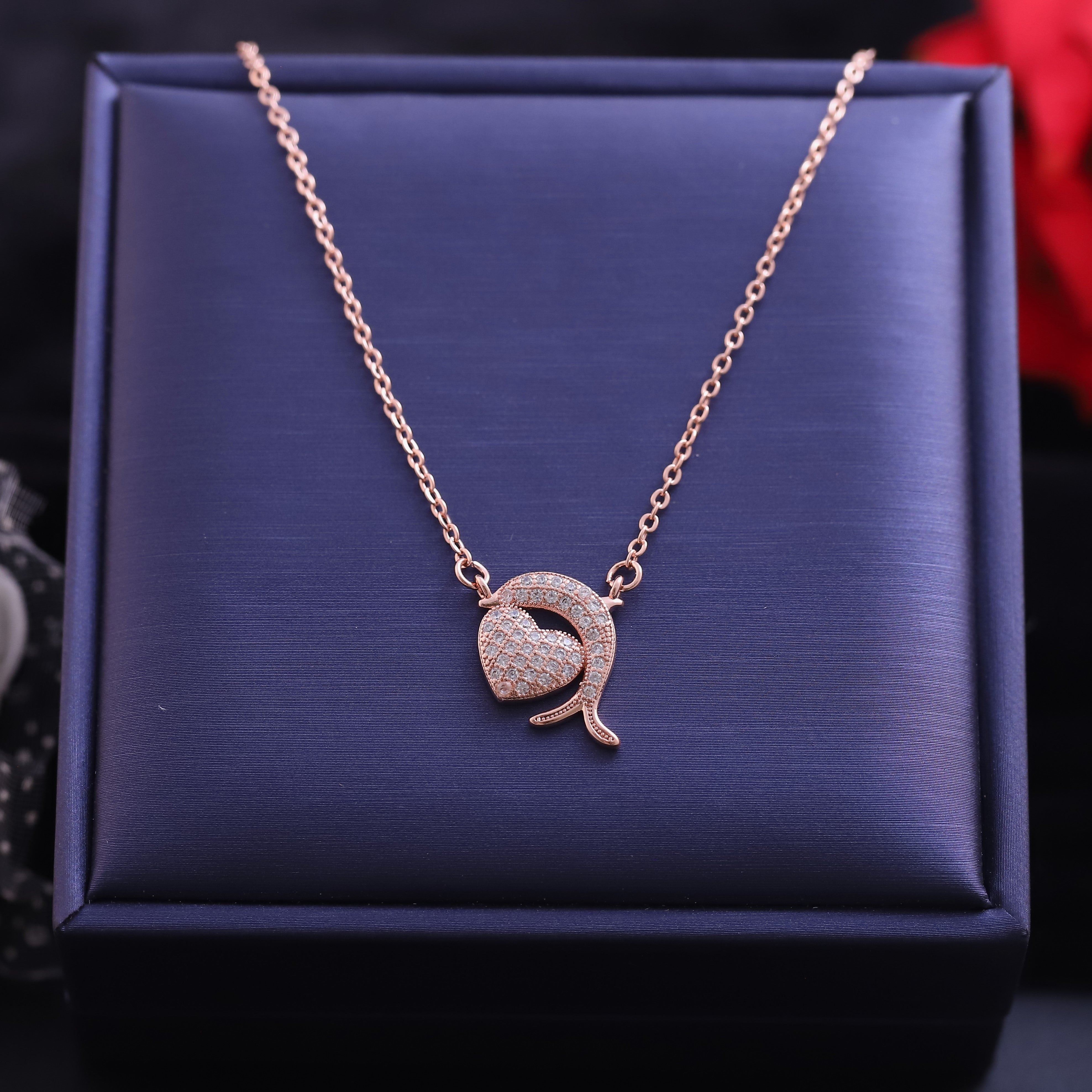 Heart Dolphin Charm AD Stone Gold Plated – Single Layer, Anti-Tarnish, Waterproof, Minimalist Style (GOLD)