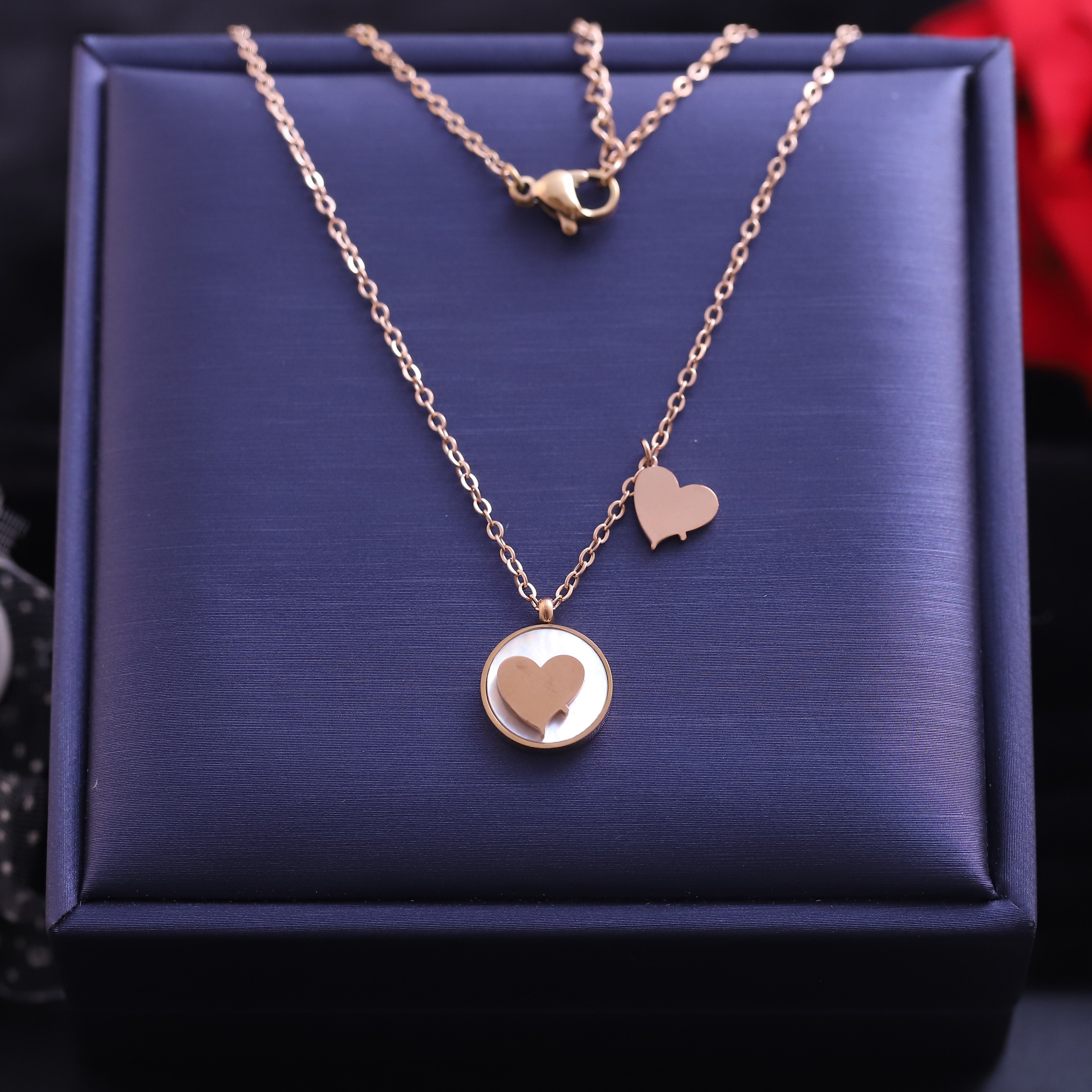 Heart Charm Chain Gold Plated – Single Layer, Anti-Tarnish, Waterproof, Minimalist Style (GOLD)