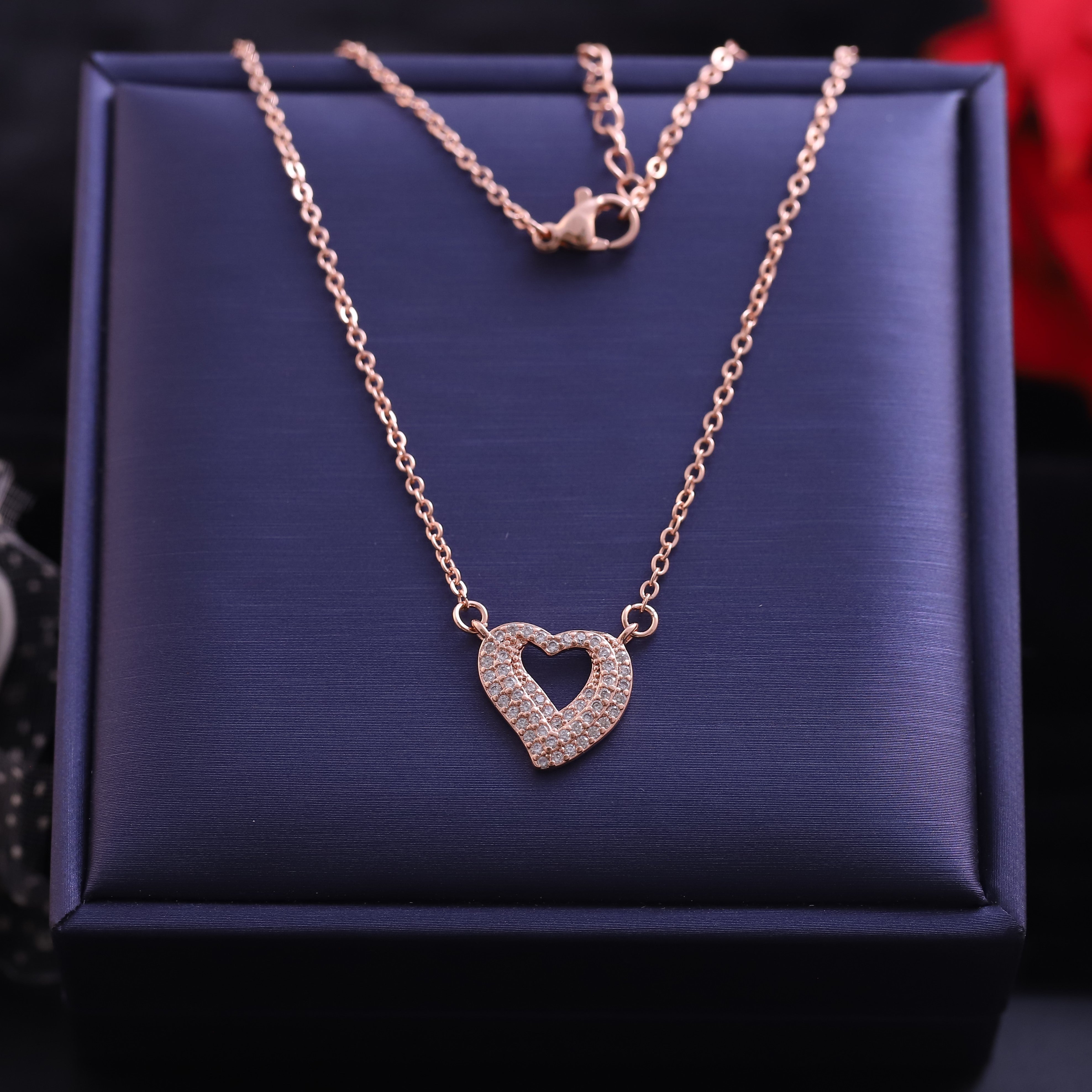 Heart Charm Diamond AD Stone Gold Plated – Single Layer, Anti-Tarnish, Waterproof, Minimalist Style (GOLD)