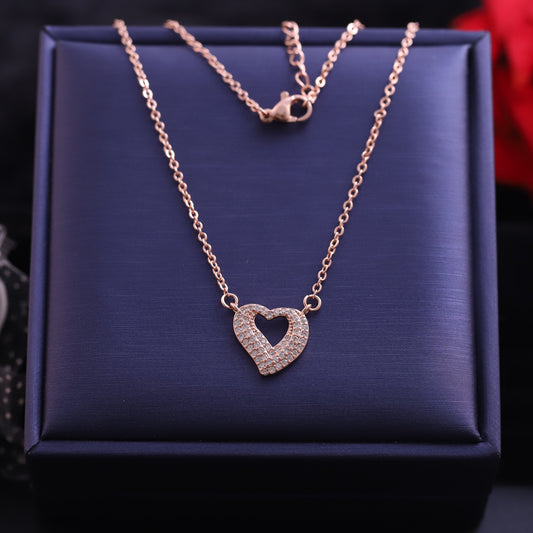 Heart Charm Diamond AD Stone Gold Plated – Single Layer, Anti-Tarnish, Waterproof, Minimalist Style (GOLD)