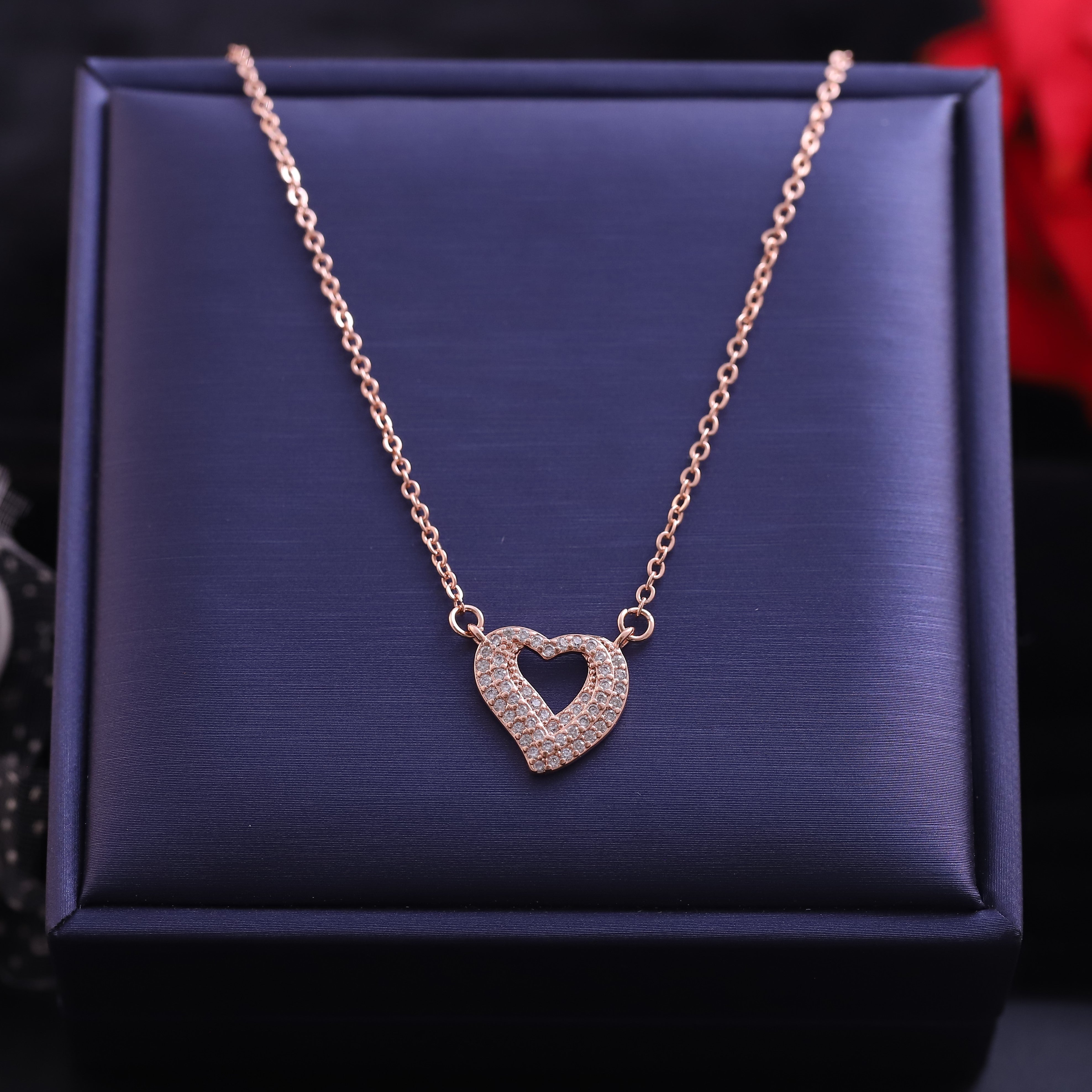 Heart Charm Diamond AD Stone Gold Plated – Single Layer, Anti-Tarnish, Waterproof, Minimalist Style (GOLD)