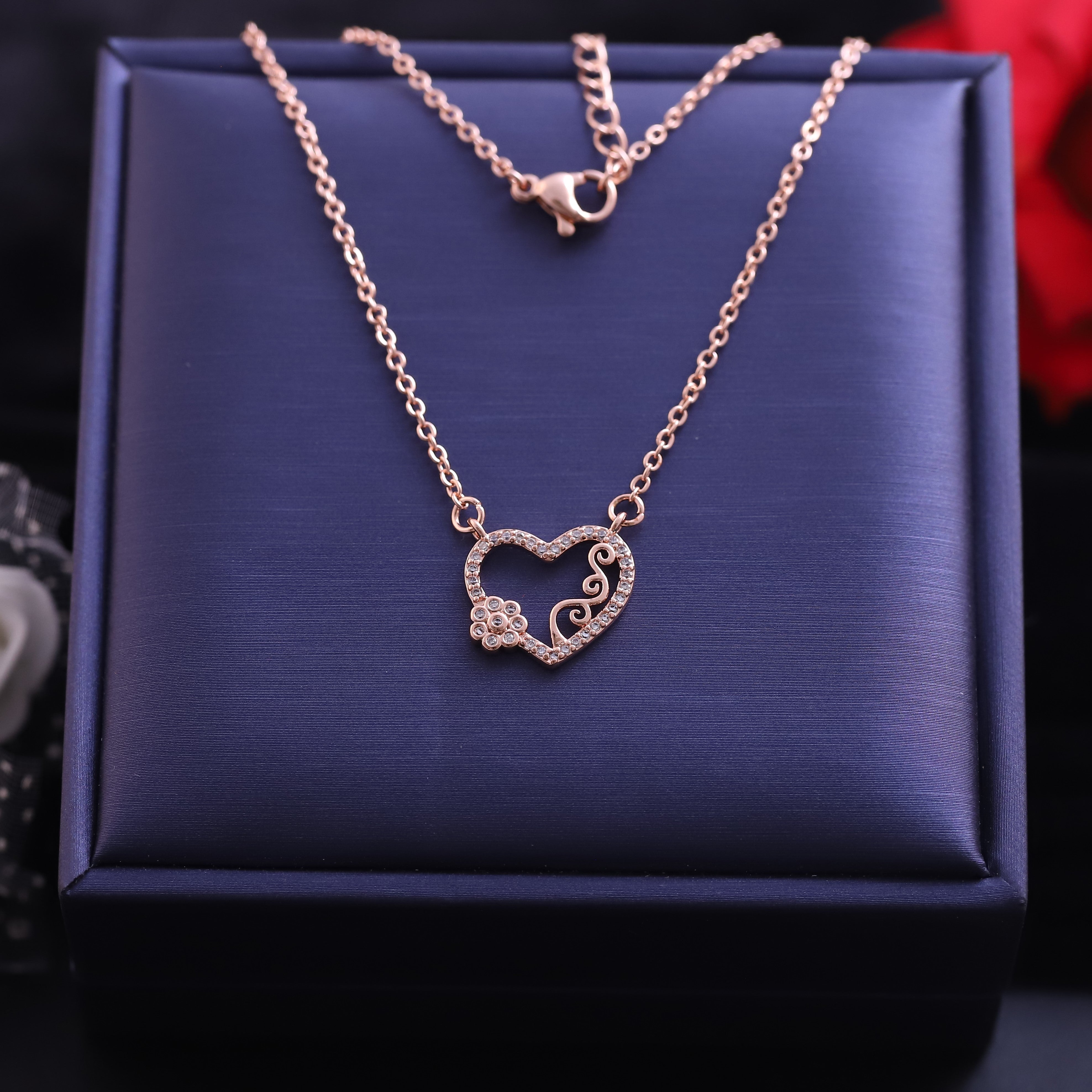 Heart Charm Diamond AD Stone Gold Plated – Single Layer, Anti-Tarnish, Waterproof, Minimalist Style (GOLD)