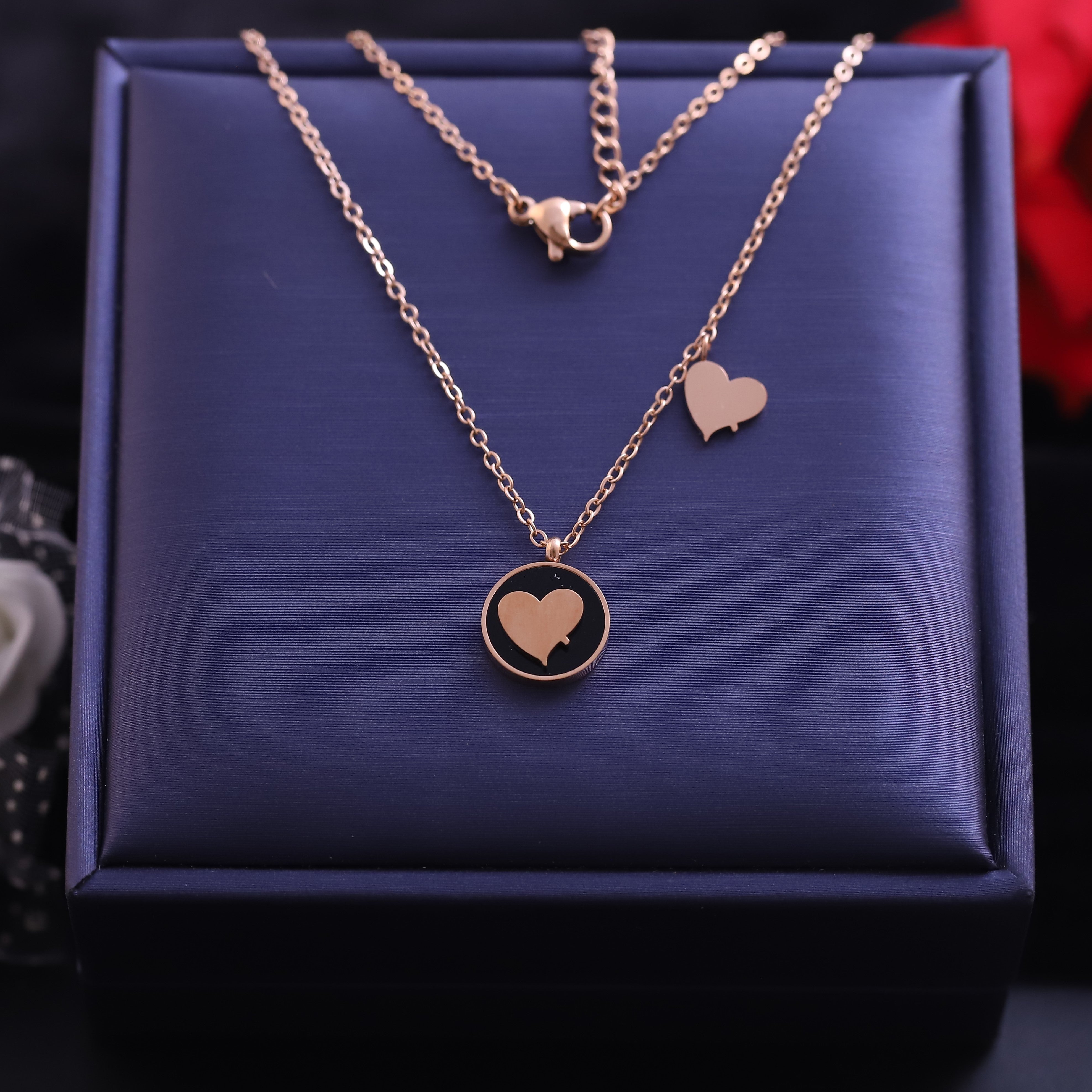 Heart Charm Chain Gold Plated – Single Layer, Anti-Tarnish, Waterproof, Minimalist Style (GOLD)