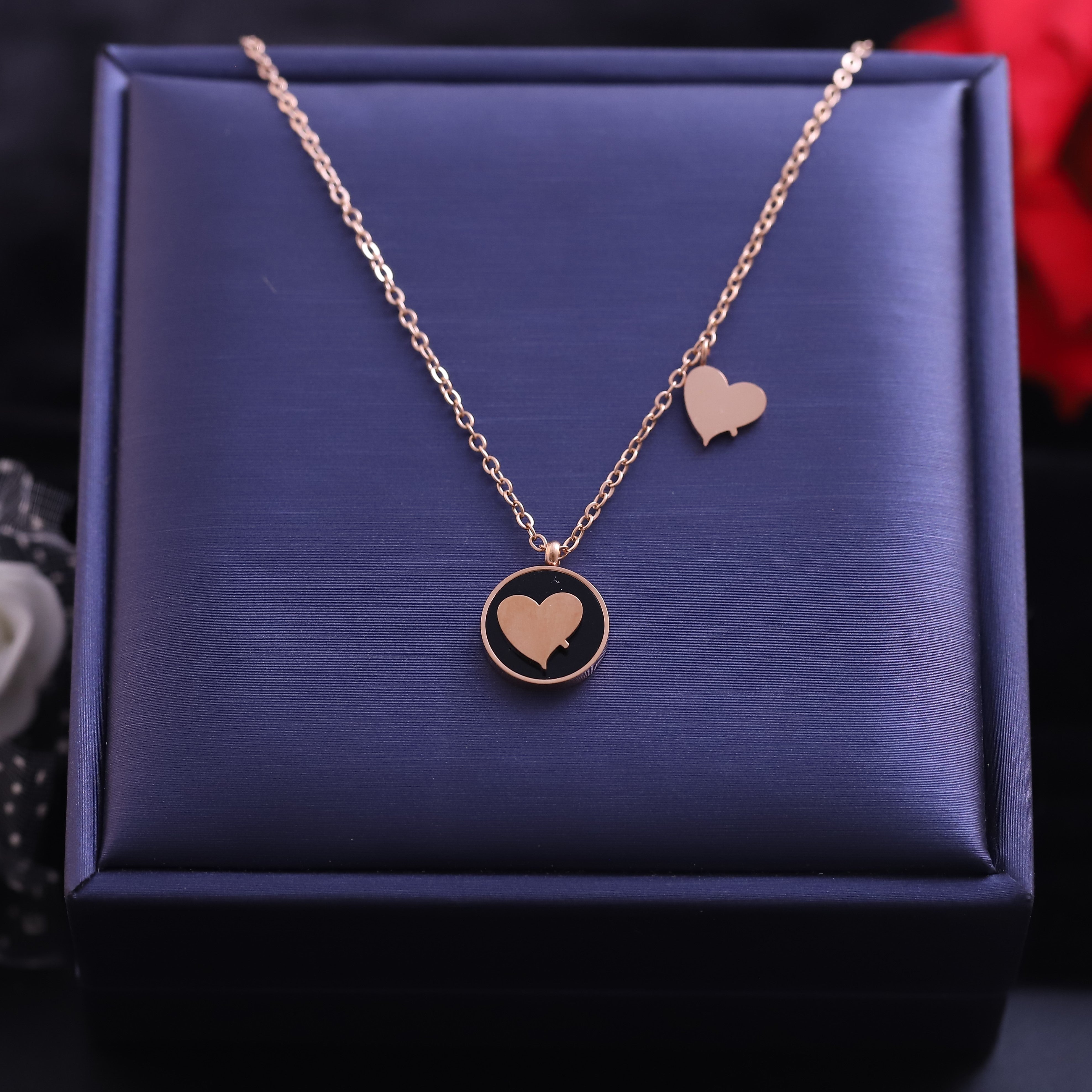 Heart Charm Chain Gold Plated – Single Layer, Anti-Tarnish, Waterproof, Minimalist Style (GOLD)