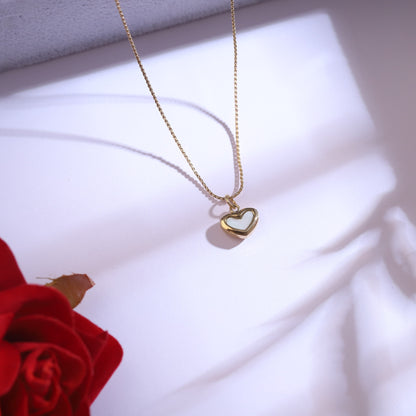 Trendy Heart Chain and  Stud Earrings Set – 18K Gold Plated, Anti-Tarnish, Waterproof, Everyday Minimalist Jewelry (GOLD)
