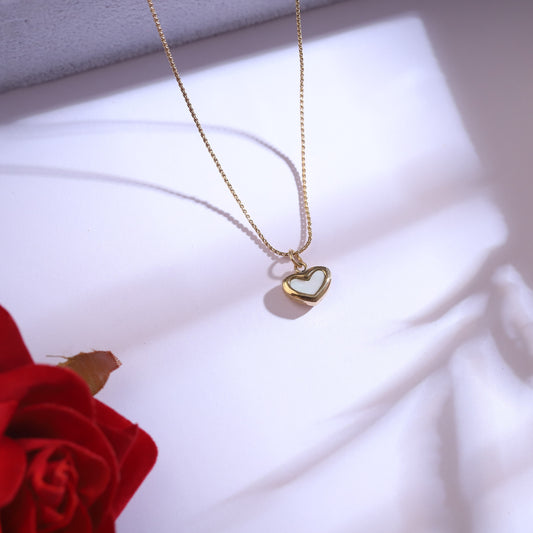 Trendy Heart Chain and  Stud Earrings Set – 18K Gold Plated, Anti-Tarnish, Waterproof, Everyday Minimalist Jewelry (GOLD)