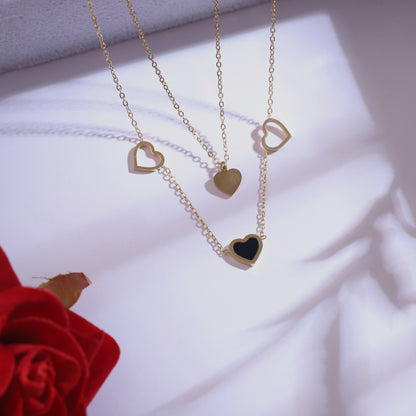 Trendy Heart Chain and  Stud Earrings Set – 18K Gold Plated, Anti-Tarnish, Waterproof, Everyday Minimalist Jewelry (GOLD)