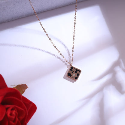 Trendy Flower Chain and  Earrings Set – 18K Gold Plated, Anti-Tarnish, Waterproof, Everyday Minimalist Jewelry (ROSE GOLD)