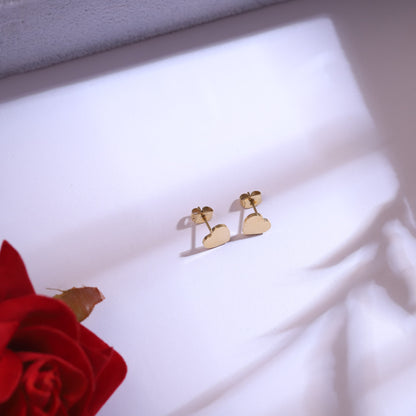 Trendy Heart Chain and  Stud Earrings Set – Multi Layer ,18K Gold Plated, Anti-Tarnish, Waterproof, Everyday Minimalist Jewelry (GOLD)
