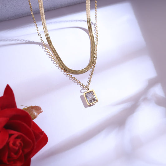 Snake Chain White Stone Stud Earrings Set – Multi Layer, 18K Gold Plated, Anti-Tarnish, Waterproof, Everyday Minimalist Jewelry (GOLD)