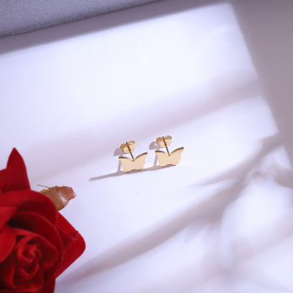 Butter Charm Stud Earrings Set – Multi Layer, 18K Gold Plated, Anti-Tarnish, Waterproof, Everyday Minimalist Jewelry (GOLD)