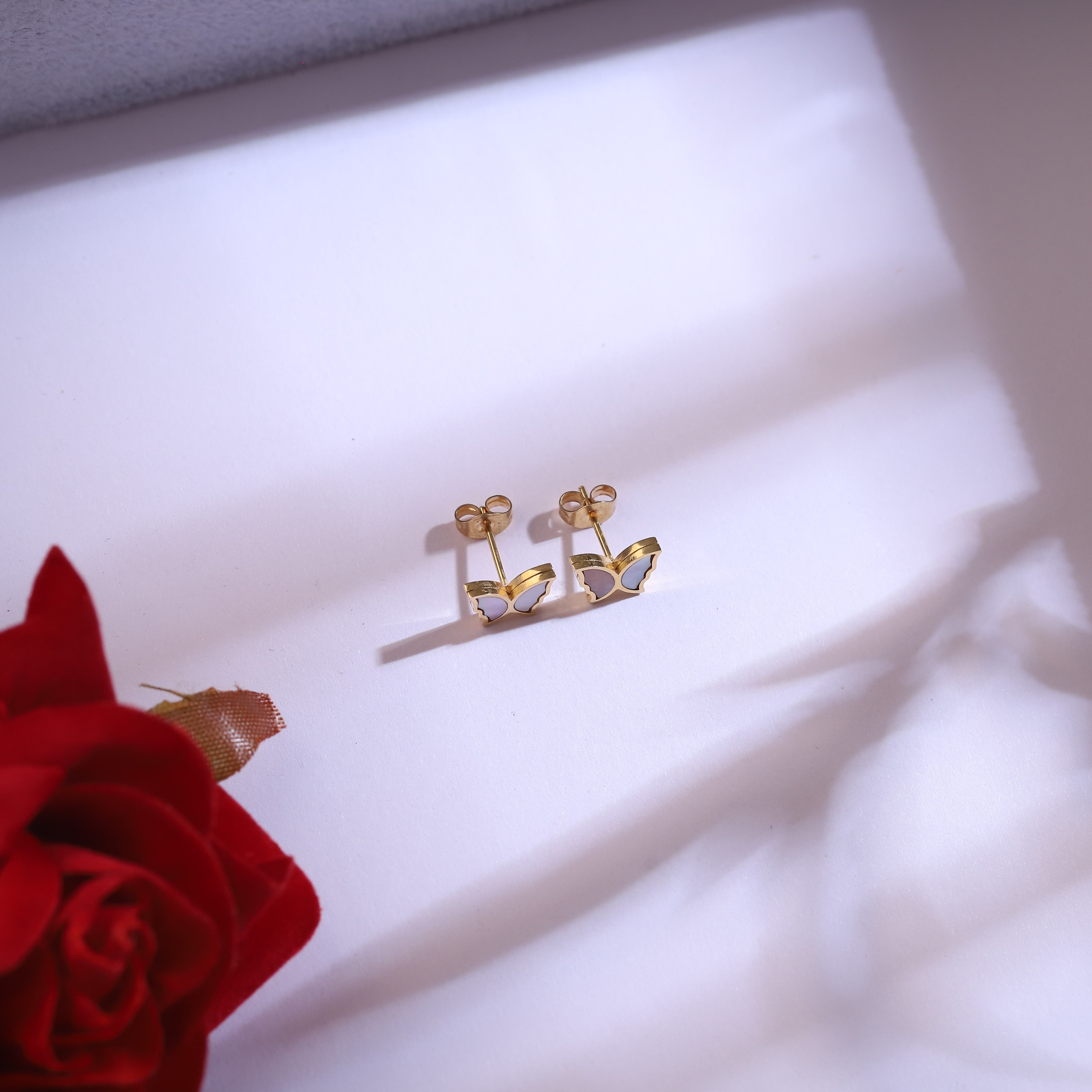 Butter Charm Stud Earrings Set – Multi Layer, 18K Gold Plated, Anti-Tarnish, Waterproof, Everyday Minimalist Jewelry (GOLD)