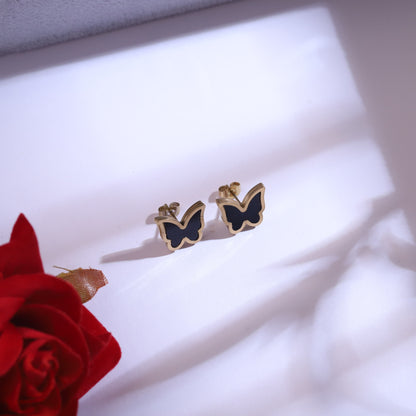 Butterfly Charm Snake Chain Stud Earrings Set – Multi Layer, 18K Gold Plated, Anti-Tarnish, Waterproof, Everyday Minimalist Jewelry (GOLD)