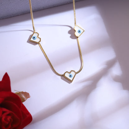 Trendy Heart Charm Chain Stud Set – 18K Gold Plated, Anti-Tarnish, Waterproof, Everyday Minimalist Jewelry (GOLD)