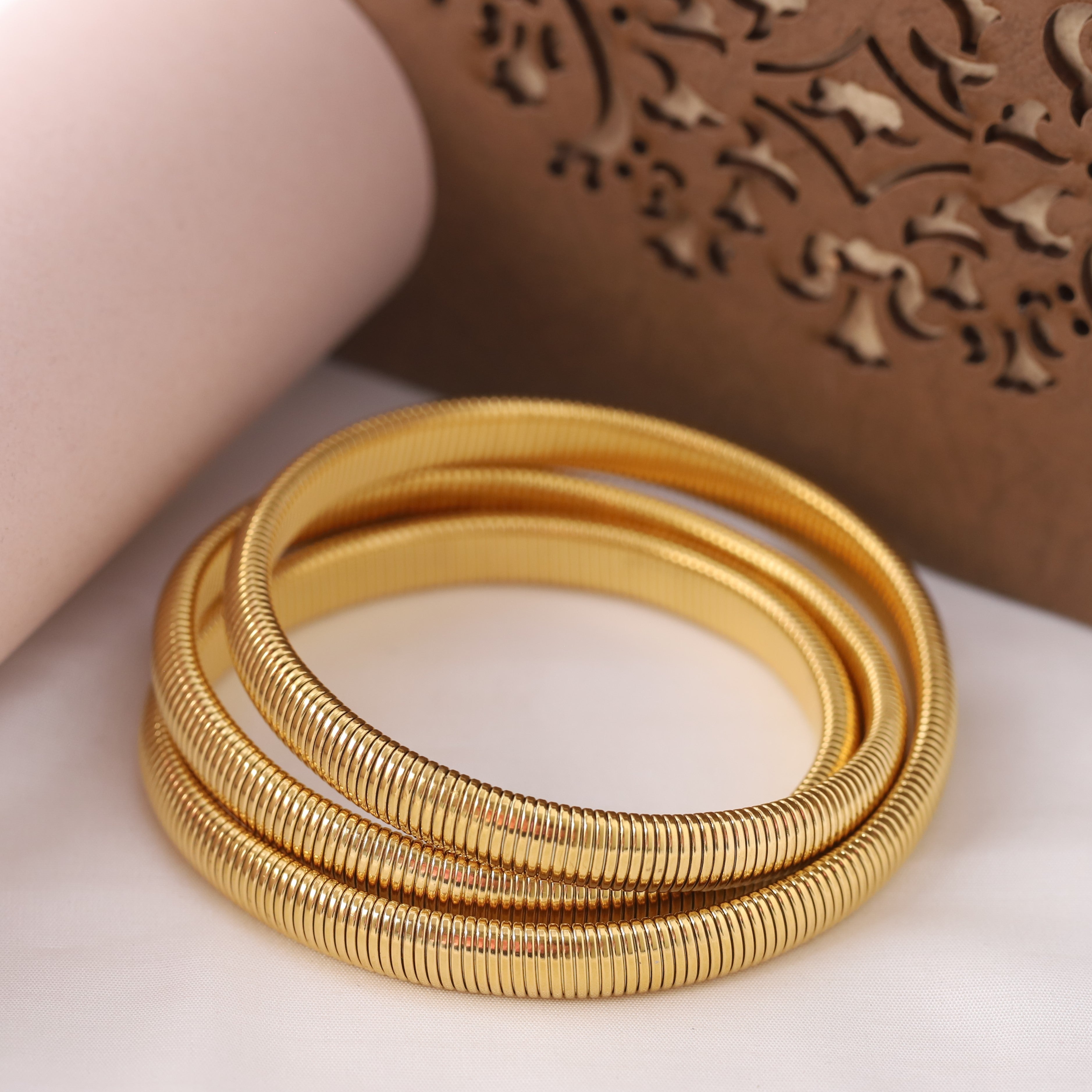 Triple-Layer Gold-plated Bracelet – Tarnish-Free, Adjustable Fit (GOLD)