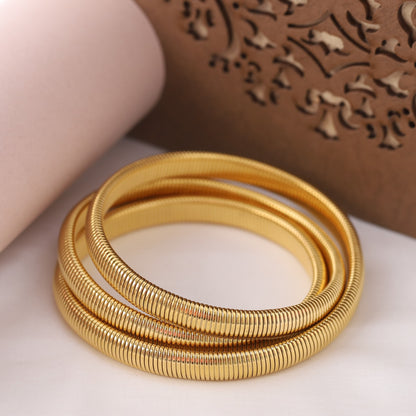 Triple-Layer Gold-plated Bracelet – Tarnish-Free, Adjustable Fit (GOLD)