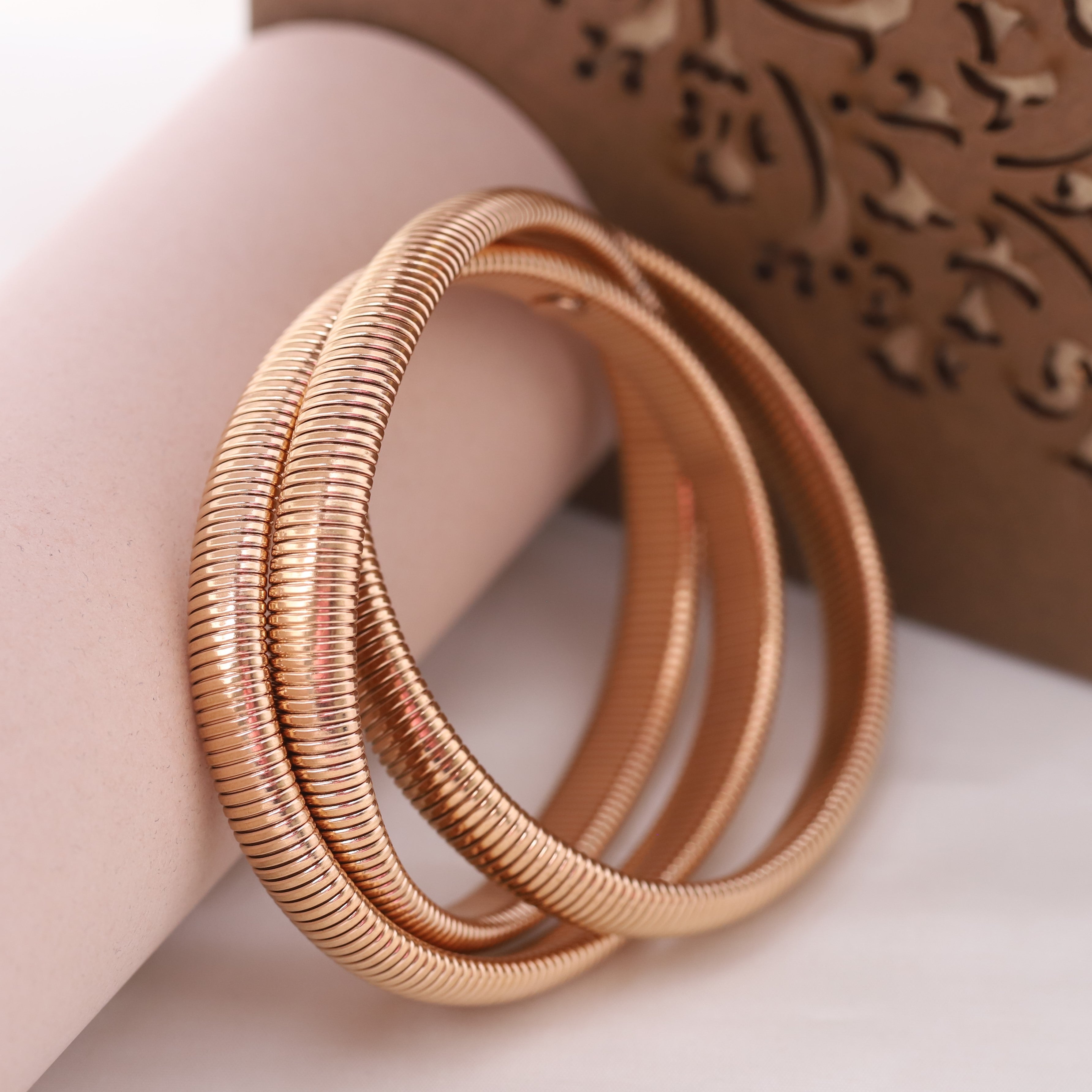 Triple-Layer Gold-Plated Bracelet – Tarnish-Free, Adjustable Fit (ROSE GOLD)
