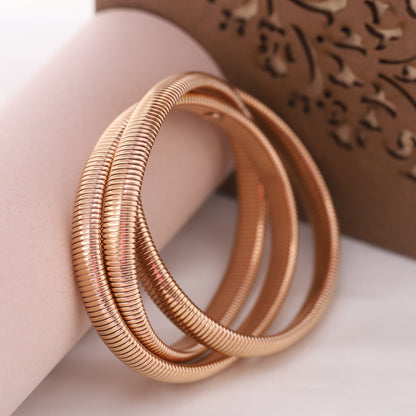 Triple-Layer Gold-Plated Bracelet – Tarnish-Free, Adjustable Fit (ROSE GOLD)