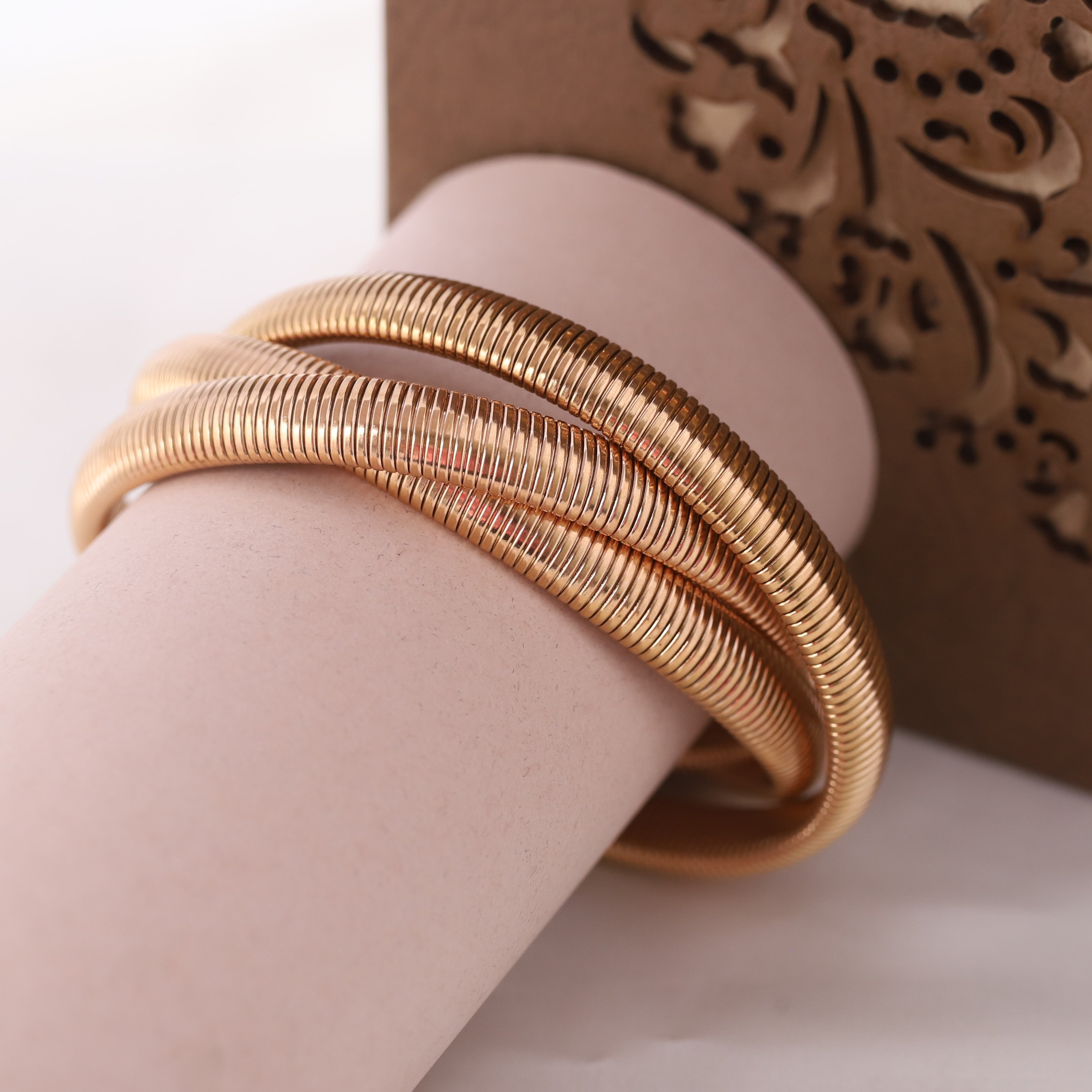 Triple-Layer Gold-Plated Bracelet – Tarnish-Free, Adjustable Fit (ROSE GOLD)