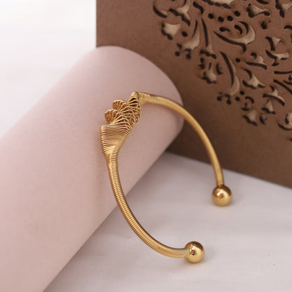 Gold-Plated Stainless Steel Cuff Bracelet – Openable, Unisex & Skin-Friendly (GOLD)