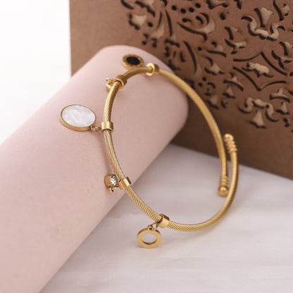 Gold-Plated Charm Bracelet for Women – Waterproof, Hypoallergenic, Adjustable (GOLD)