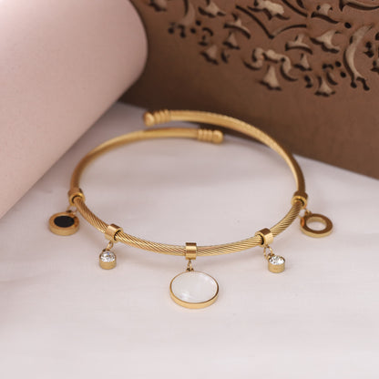 Gold-Plated Charm Bracelet for Women – Waterproof, Hypoallergenic, Adjustable (GOLD)