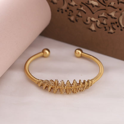 Gold-Plated Stainless Steel Cuff Bracelet – Openable, Unisex & Skin-Friendly (GOLD)