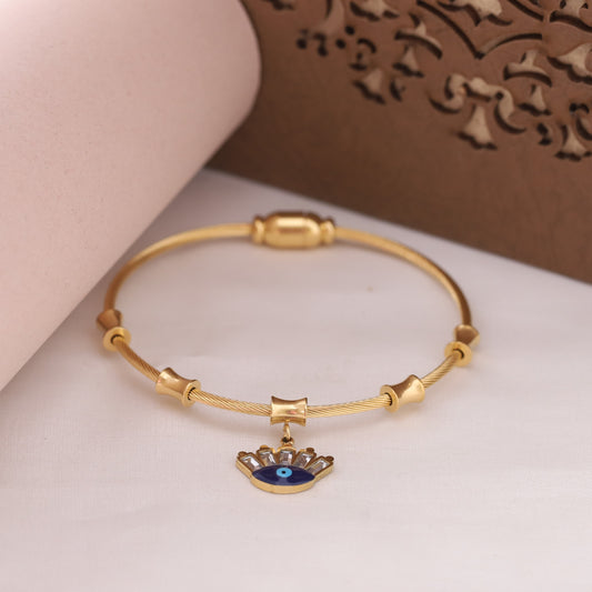 Evil Eye Gold-Plated Charm Bracelet for Women – Waterproof, Hypoallergenic, Magnetic Lock (GOLD)