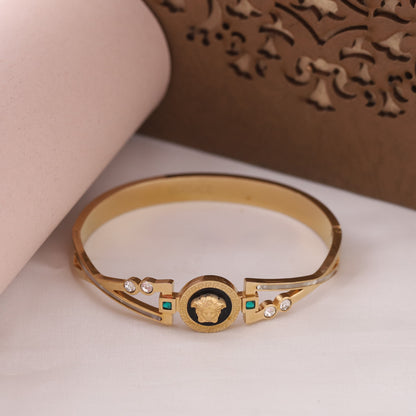 Gold-Plated Cuff Stainless Steel Bracelet – Anti-Tarnish Jewelry for Women & Girls (GOLD)