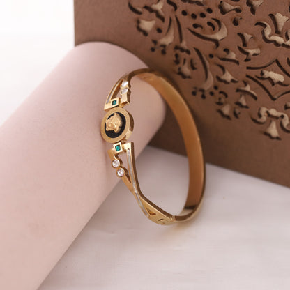 Gold-Plated Cuff Stainless Steel Bracelet – Anti-Tarnish Jewelry for Women & Girls (GOLD)