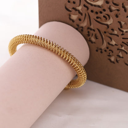 Gold-Plated Stainless Steel Cuff Bracelet – Openable, Unisex & Skin-Friendly (GOLD)