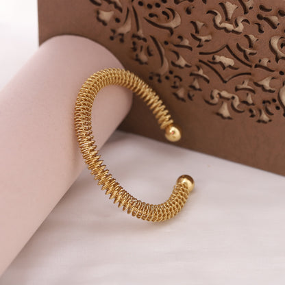 Gold-Plated Stainless Steel Cuff Bracelet – Openable, Unisex & Skin-Friendly (GOLD)