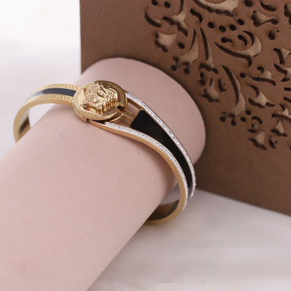 Gold-Plated Cuff Stainless Steel Bracelet – Anti-Tarnish Jewelry for Women & Girls (GOLD)