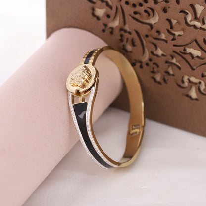 Gold-Plated Cuff Stainless Steel Bracelet – Anti-Tarnish Jewelry for Women & Girls (GOLD)